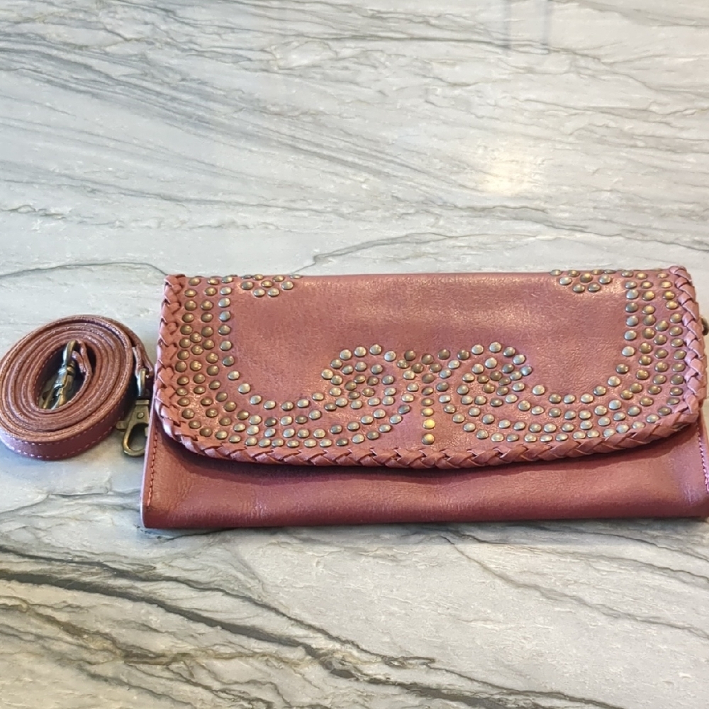 Idyllwind Studded Leather Clutch - Mauve